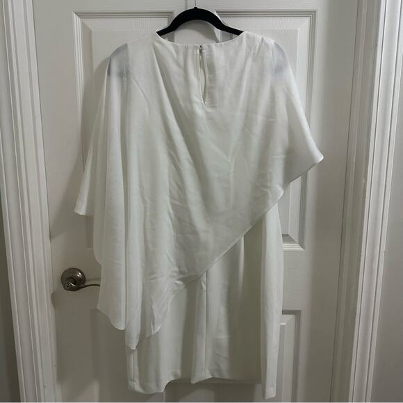 DKNY White Cape Overlay Dress Women’s size 12 NWT beautiful bridal cocktail mini - Picture 9 of 9
